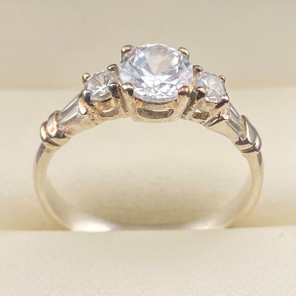 Vtg Royal 925 PD Crown Signed C Z Sterling Silver Ring Size 8 Luxury Engagement - Picture 12 of 14